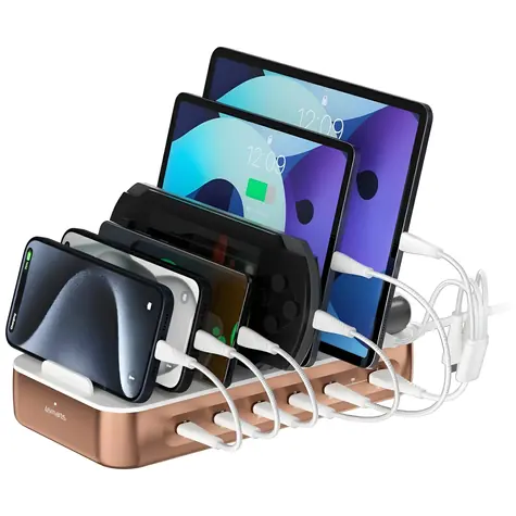 4smarts Team 100W medená / Nabíjacia stanica / 100W / 4X USB-C PD / 2x USB-A QC / sada káblov