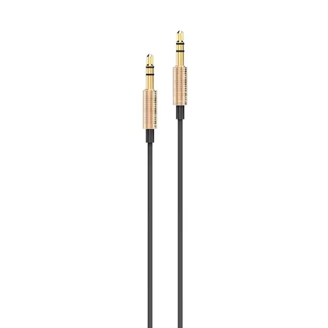 AWEI AUX-001 zlatá / Audio kábel / Jack 3,5 mm - Jack 3,5 mm / 1 m / Hliník, silikón