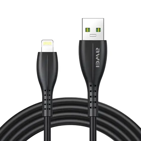 AWEI CL-115L čierna / Dátový kábel / USB - Lightning / 1 m / 2,4 A