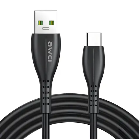 AWEI CL-115T čierna / Dátový kábel / USB-A - USB-C / 1 m / Rýchle nabíjanie 2,4 A