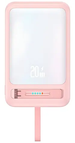 USAMS CD219 XM Series ružová / Power Bank / 10000mAh / Bezdrôtové nabíjanie 15W / PD 20W / Magnetický