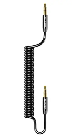 USAMS SJ256YP01 čierna / Audio kábel / 3.5mm Jack / Špirálový dizajn / 1,2 m / Pozlátené konektory