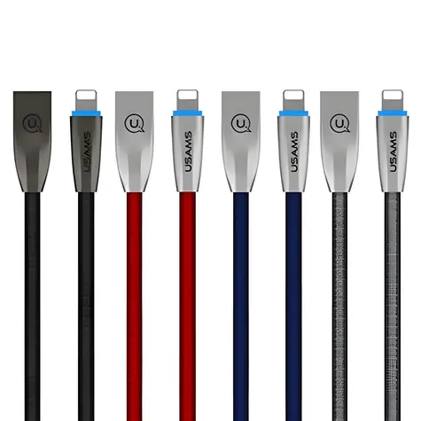 USAMS SJ182 U-Light sivá / Dátový kábel / Lightning / Opletený / 1,2 m / 2A