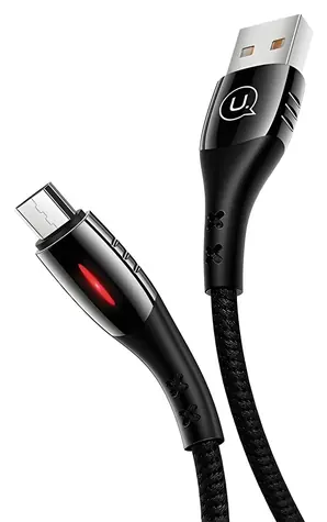 USAMS SJ346 U-Tone čierna / Dátový kábel / microUSB / 1,2 m / 2A nabíjanie