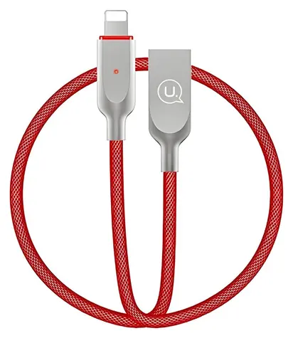 USAMS SJ170 U-Sun Series Lightning červená / Dátový kábel / SMART Power Off / 1,9 m