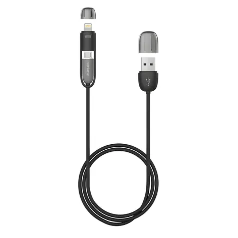 FujiPower kábel Lightning/microUSB 1m čierna / Kábel / 2v1 / USB 2.0 / nabíjanie a synchronizácia