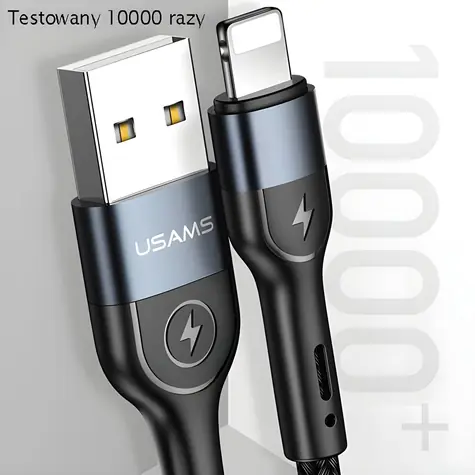 USAMS SJ423 U48 čierna / Dátový kábel / Lightning / 1,2 m / LED displej