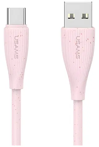 USAMS Green Series SJ714 ružová / Dobíjací a dátový kábel / USB-A na USB-C / 1m / 18W/3A