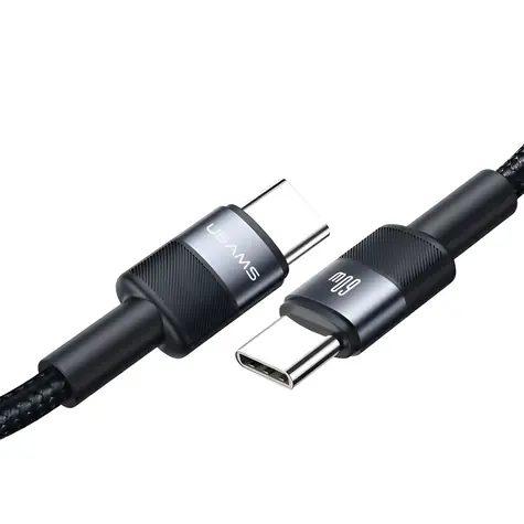 USAMS SJ724 sivá / Dátový kábel / USB-C - USB-C / 60W / 1,2 m