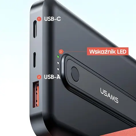 USAMS US-CD173 PB64 čierna / Powerbanka / 10000mAh / Bezdrôtové nabíjanie / PD 20W + QC3.0