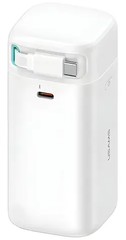 USAMS XMF Series Powerbanka výsuvný kábel USB-C biela / Power Bank / 18000 mAh / PD 45W / 2x USB-C