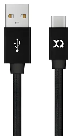 Xqisit Cotton čierna / USB-C kábel / USB 3.0 / 1,8 m