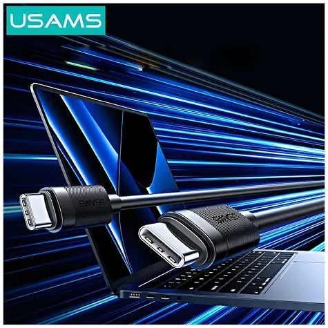 USAMS U94 čierna / Dátový kábel / USB-C - USB-C / 1m / 60W / PD