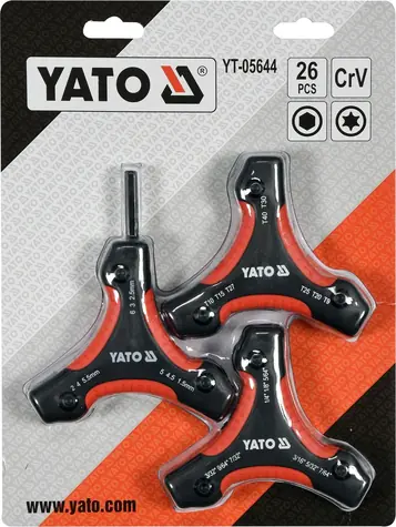 YATO Sada kľúčov HEX a Torx 26 dielov / Sada kľúčov / Skladacie prevedenie / CrV oceľ