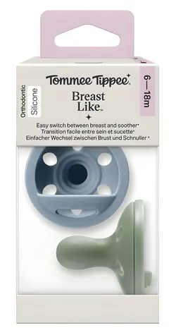 Tommee Tippee Cumlík Breast-like silikónový, Boy / 6-18 mesiacov / 2 ks / bez BPA