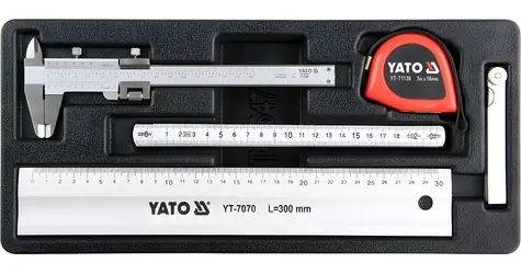 YATO Vložka do zásuvky - sada meradiel / Vložka do zásuvky / 5 ks / meter, pravítko, posuvka, škárová mierka