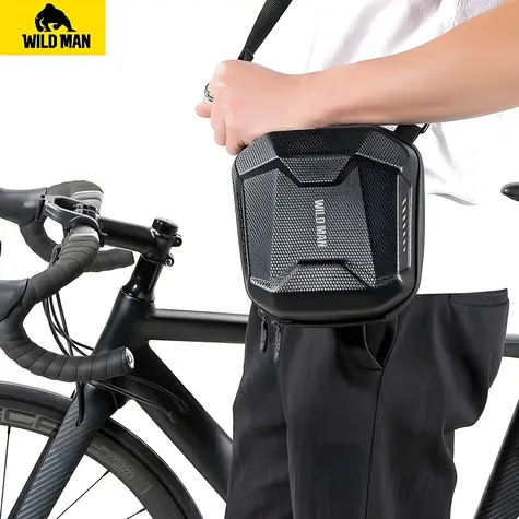 Wild man E18 čierna / Taška na rám kolesa / eko koža a EVA / 3 l