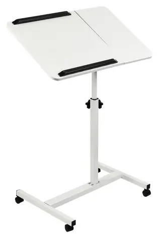 Maclean MC-121 W biela / Mobilný stôl pre notebook / výškovo nastaviteľný / náklon / kolieska / nosnosť 30 kg