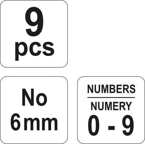 YATO Razidlá číselné 6 mm 0-9 / Razidlo číselné / 9 ks