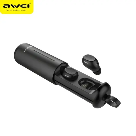 AWEI T55 čierna / Bezdrôtové slúchadlá / TWS / Bluetooth 5.0 / IPX4 / nabíjacie púzdro