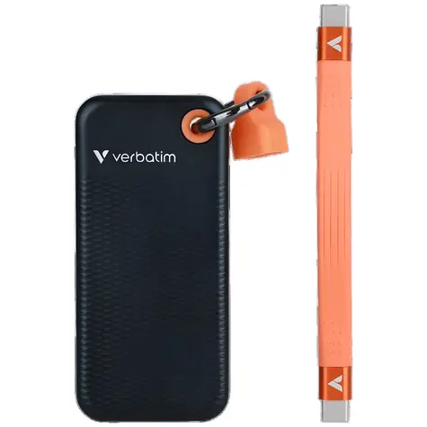 Verbatim Pocket SSD 512GB čierna/oranžová / Externý SSD / USB-C 3.2 Gen 2 / R: 1000 MB/s / W: 1000 MB/s