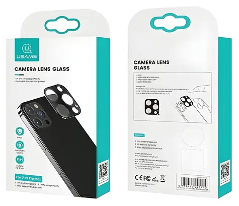 USAMS US-BH707 zlatá / Ochranné sklo objektívu fotoaparátu / pre Apple iPhone 12 Pro Max / kov + tvrdené sklo