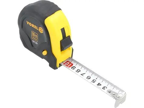 Vorel Meter zvinovací 10 m žlto-čierny / Meter / šírka pásky 25 mm