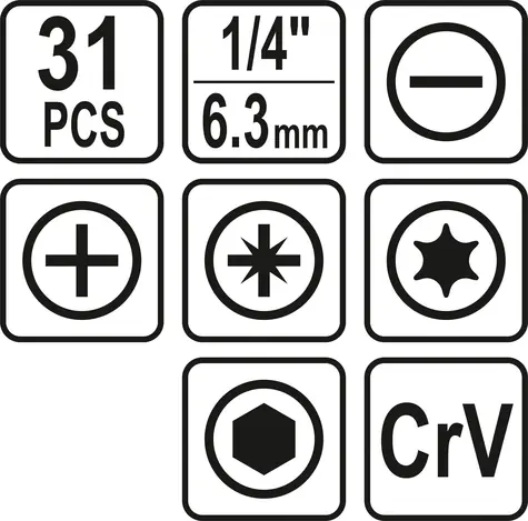 STHOR Sada bitov 1/4" 31 ks / Sada bitov / 1/4" / 31 ks