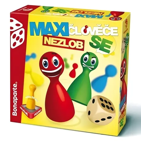 Človeče, nehnevaj sa! a Veľké putovanie Maxi / Drevené spoločenské hry / obojstranná doska / 16 figúrok