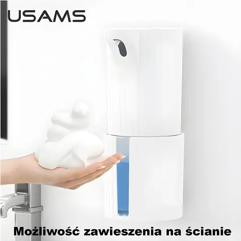 USAMS Bezdotykový dávkovač mydla ZB172 biela / Dávkovač mydla / 300 ml / infračervený senzor / 4X AA batérie