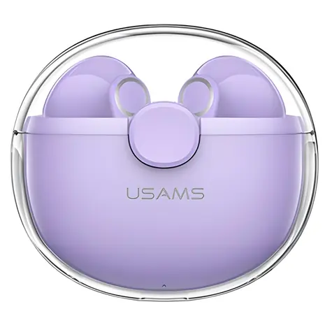 USAMS BU TWS fialová / Bezdrôtové slúchadlá do uší / Bluetooth 5.1 / 30 mAh + 300 mAh