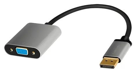 DisplayPort - VGA čierna / Redukcia / 0,15 m / 1080p 60 Hz / Hliníkové telo