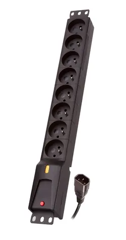 LZRM 810 BW PDU / Zásuvková lišta do racku / IEC 320 / 10 A / 1,5 m kábel / vypínač