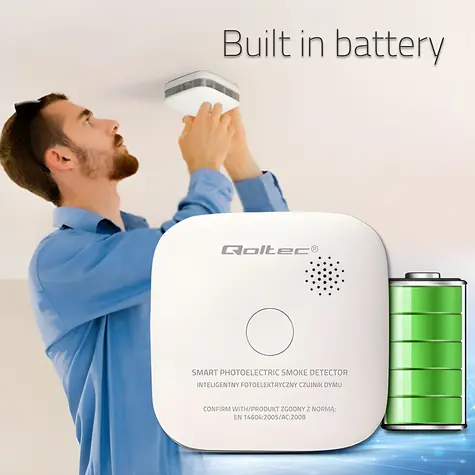 Bezdrôtový detektor dymu s batériou / Detektor dymu / alarm 85 dB / LED