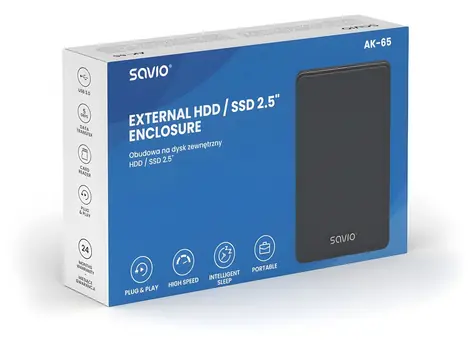 Akasa AK-65 čierna / Externý box pre 2,5" HDD/SSD / USB 3.0
