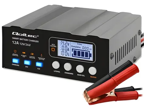 Nabíjačka autobatérií mikroprocesorová 12V/12,6V/24V / Nabíjačka autobatérií / LCD displej / PB/GEL/AGM/LiFePO4