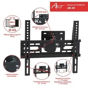 AR-49 / Nástenný držiak TV LCD/LED / 22-47" / VESA / nastaviteľný / max. 30 kg