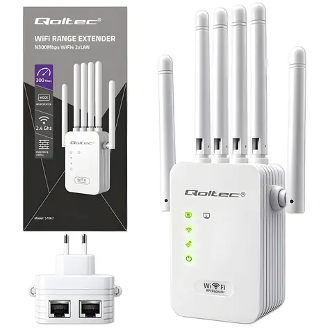 WiFi zosilňovač signálu / Repeater a prístupový bod / 300 Mb/s / 6 antén / 2x RJ45