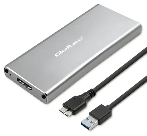 Externý box pre M.2 SATA SSD strieborný / USB rámček / NGFF / USB 3.0 / 5Gb / s / do 2TB