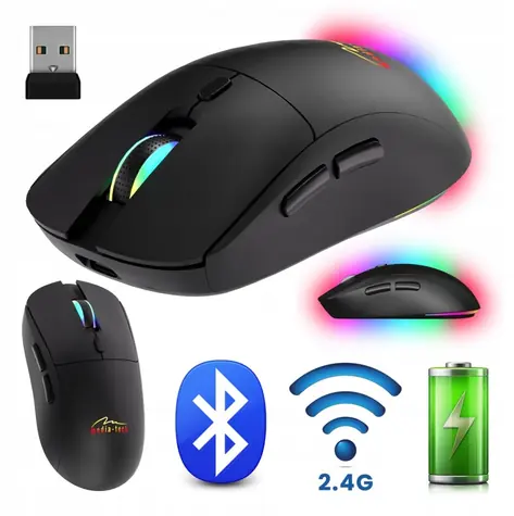 Bezdrôtová myš 2v1 čierna / Myš / tichá / Bluetooth + 2.4 GHz / 3200 DPI / 6 tlačidiel
