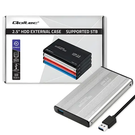 Externý box pre 2,5" HDD/SSD strieborná / Box / SATA III / USB 3.0