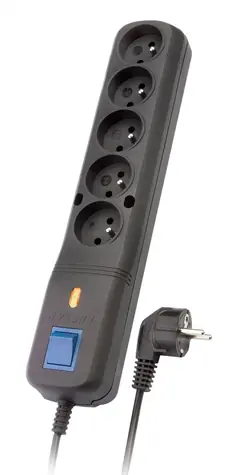 LV-530W čierna / Prepäťová ochrana / 1 zásuvka / 1,5 m / 10 A