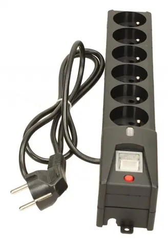 LX 610 čierna / Prepäťová ochrana / 6 zásuviek / 1,5 m / 2300 W
