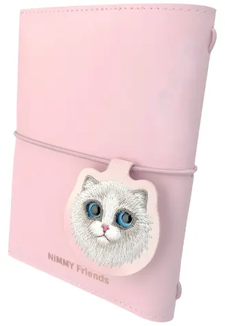 Nimmy Big-Eye Cute Pets 2.0 Cat ružová / Zápisník s perom / eko koža / gumička a magnetická záložka