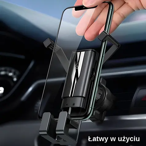 USAMS ZJ058 čierna / Držiak do auta / Gravity / na ventilačnú mriežku / hliníkový