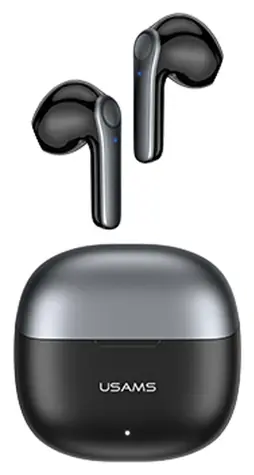 USAMS BHUXH01 čierna / TWS bezdrôtové slúchadlá / Bluetooth 5.1 / ANC / dual mikrofón / bezdrôtové nabíjanie