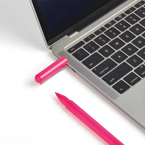 Lexon C-Pen LS101PF ružová / Propiska s flash diskom / USB-C / 32GB / nerezová oceľ