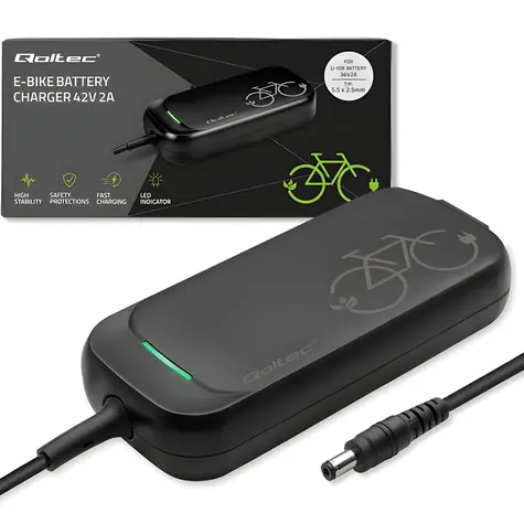Nabíjačka pre elektrobicykel a kolobežku 36-42V / Nabíjačka / 2A / konektor 5,5 x2, 5 mm / vodeodolná