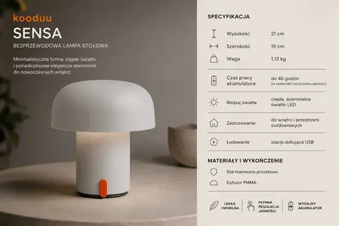 SENSA prenosná aku lampa šedá / Prenosná LED lampa / dobíjacia