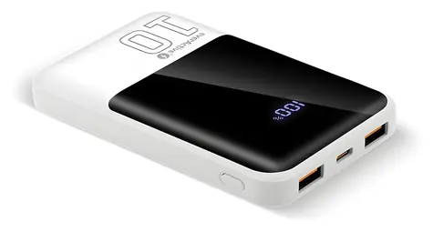 Powerbanka 10 000 mAh biela / Powerbanka / 2x USB-A + 1x USB-C / 22,5 W QC4.0 / LED displej